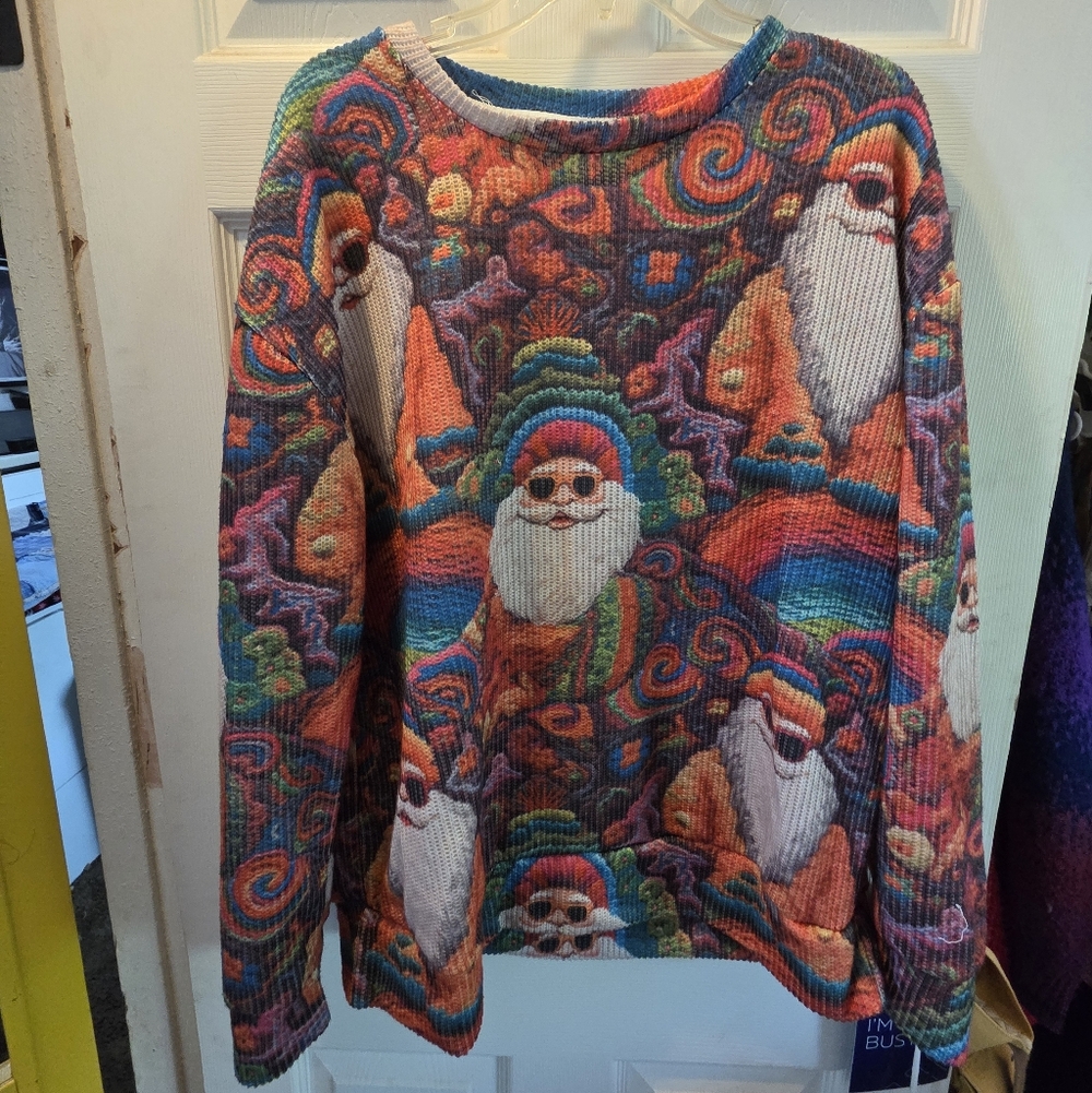 Bright Santa Print Sweater